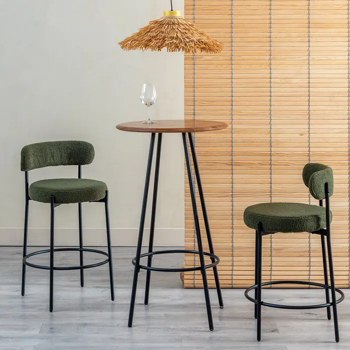 Scaun Bar Round Plus, Stofa Boucle Verde, Metal Negru - creativdeco.ro [11]