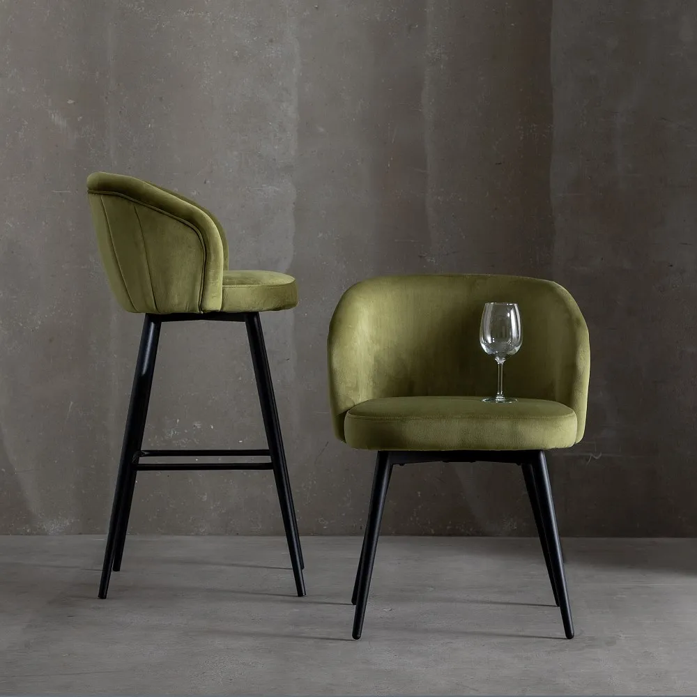 Scaun bar verde, catifea metal-creativdeco.ro [2]