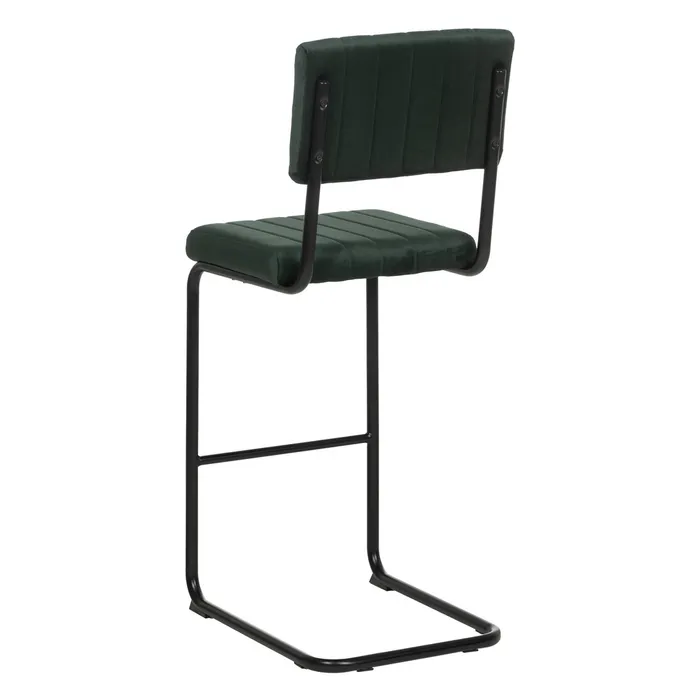 Scaun bar verde cu tapițerie decorativă și cadru metalic negru – stil industrial contemporan [3]