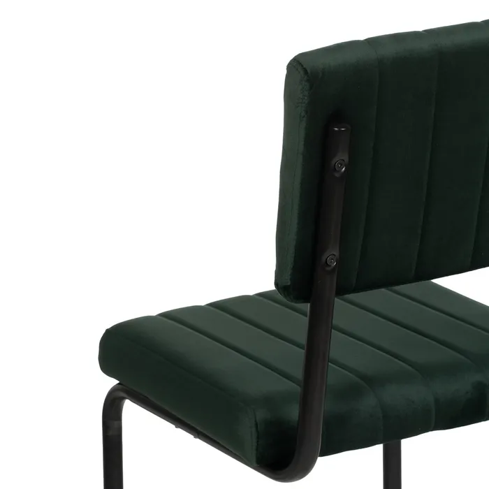 Scaun bar verde cu tapițerie decorativă și cadru metalic negru – stil industrial contemporan [7]