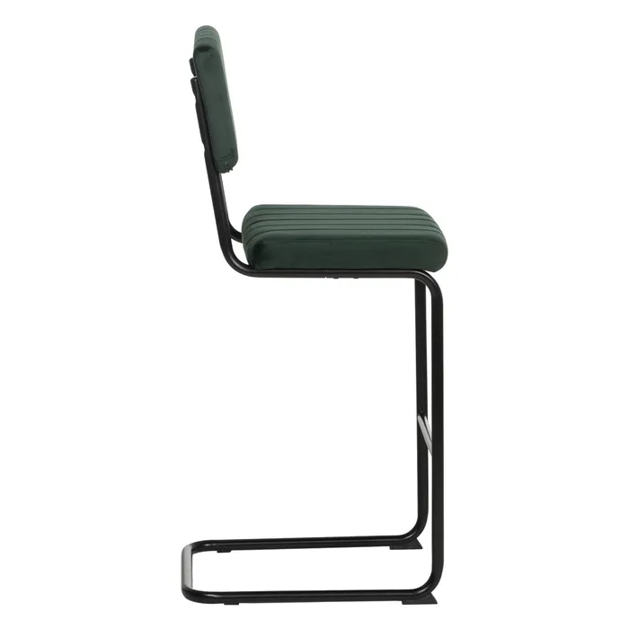 Scaun bar verde cu tapițerie decorativă și cadru metalic negru – stil industrial contemporan [4]