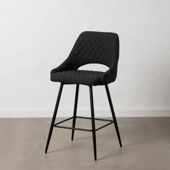 Scaun bar negru cu tapițerie matlasată și cadru metalic – design modern horeca [2]