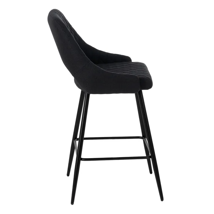 Scaun bar negru cu tapițerie matlasată și cadru metalic – design modern horeca [4]