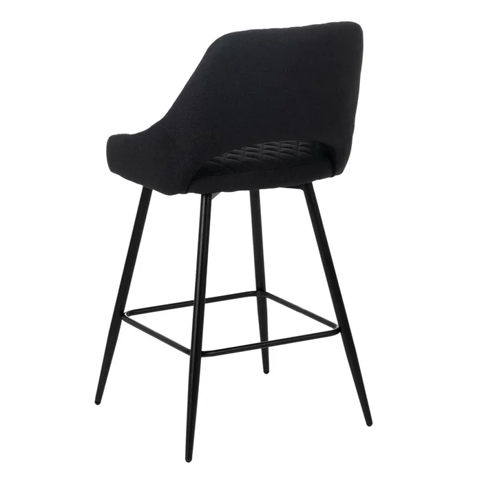 Scaun bar negru cu tapițerie matlasată și cadru metalic – design modern horeca [3]