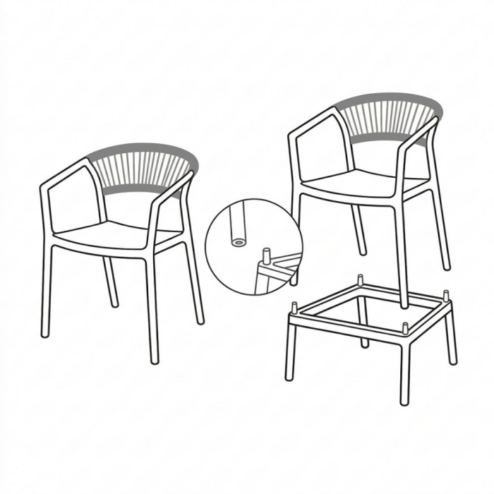 Scaun bar grădină plastic și frânghie bej [14]