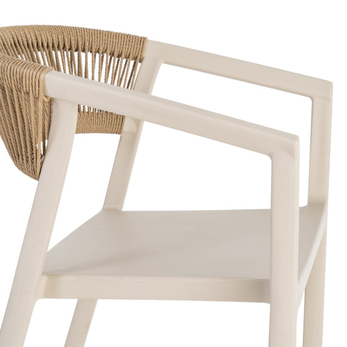 Scaun bar grădină plastic și frânghie bej [10]