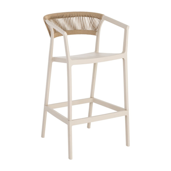 Scaun bar grădină plastic și frânghie bej [6]