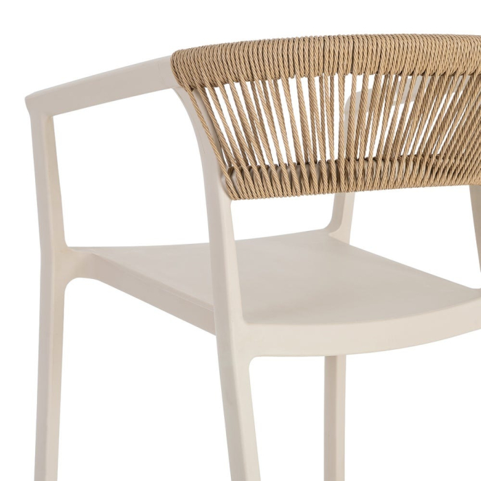 Scaun bar grădină plastic și frânghie bej [9]
