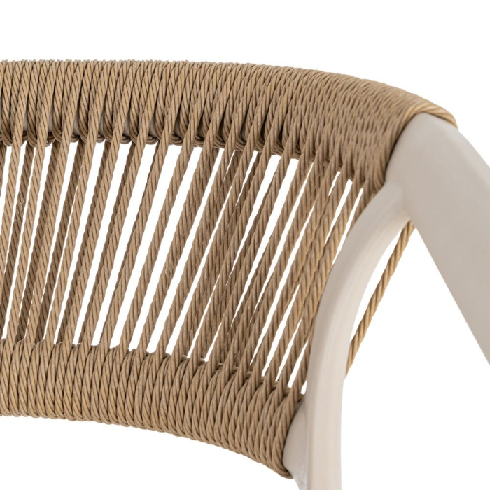Scaun bar grădină plastic și frânghie bej [12]
