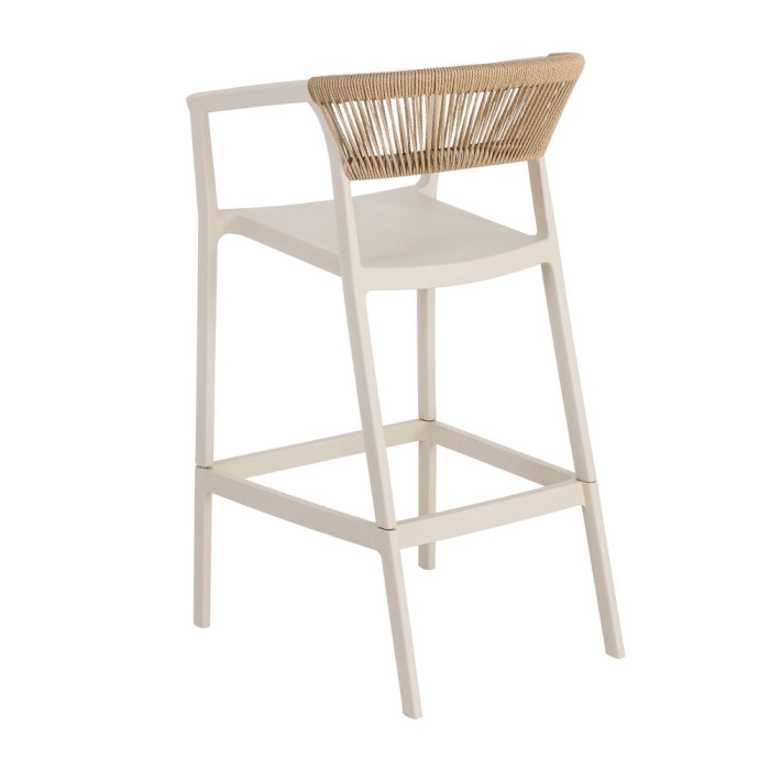 Scaun bar grădină plastic și frânghie bej [5]