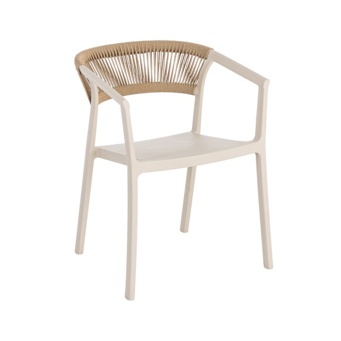 Scaun bar grădină plastic și frânghie bej [8]