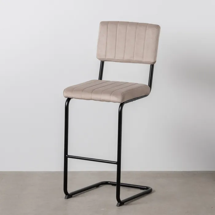 Scaun bar bej negru, stofa metal - CreativDeco.ro [2]