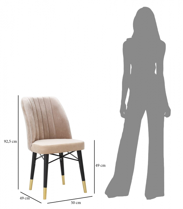 Scaun Bella bej, textil lemn [10]
