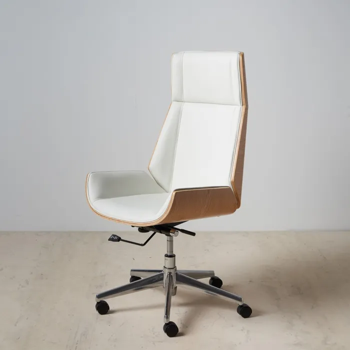 Scaun Birou Cabeza Alb, Natural, Lemn, Piele Ecologica - creativdeco.ro [2]