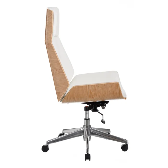 Scaun Birou Cabeza Alb, Natural, Lemn, Piele Ecologica - creativdeco.ro [3]