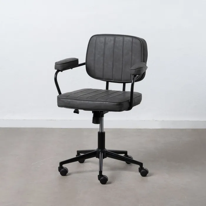Scaun birou cu Roti din Piele Ecologica NEGRU-de la Creativdeco.ro [3]