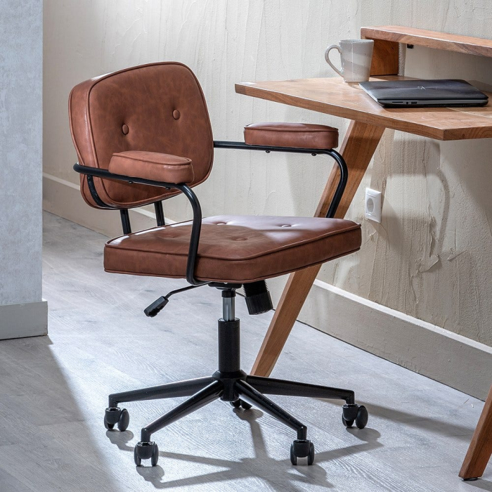 Scaun Birou cu Roti, Piele Ecologica MARO - de la Creativdeco.ro [2]