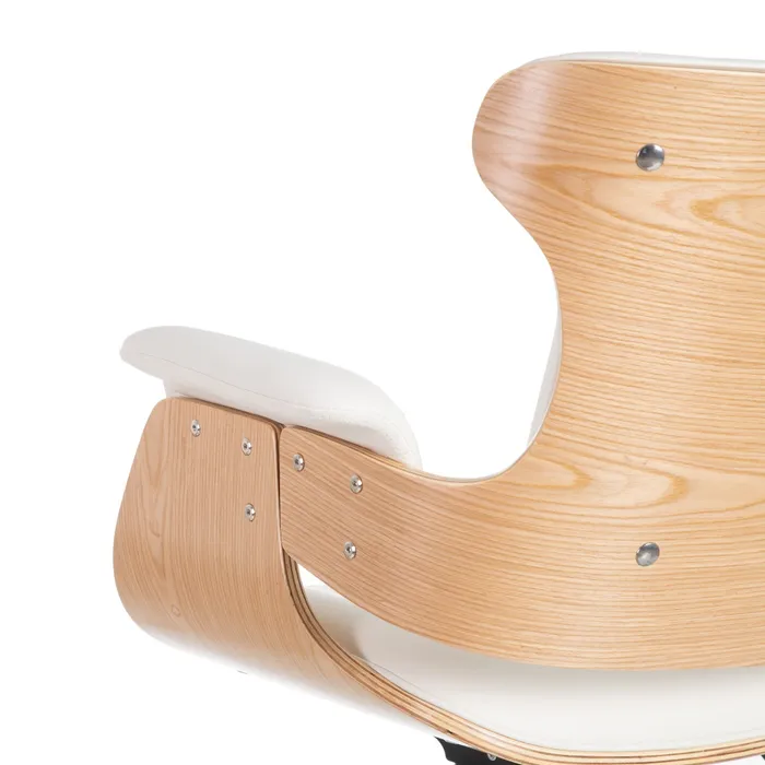 Scaun Birou Gerente Natural - Alb, Piele Ecologica, Lemn, Metal - creativdeco.ro [6]