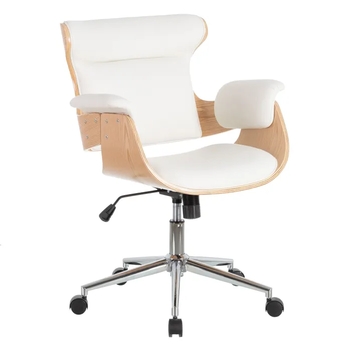 Scaun Birou Gerente Natural - Alb, Piele Ecologica, Lemn, Metal - creativdeco.ro [1]