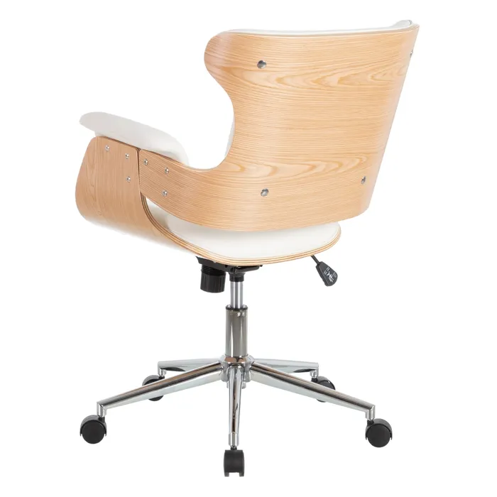 Scaun Birou Gerente Natural - Alb, Piele Ecologica, Lemn, Metal - creativdeco.ro [5]