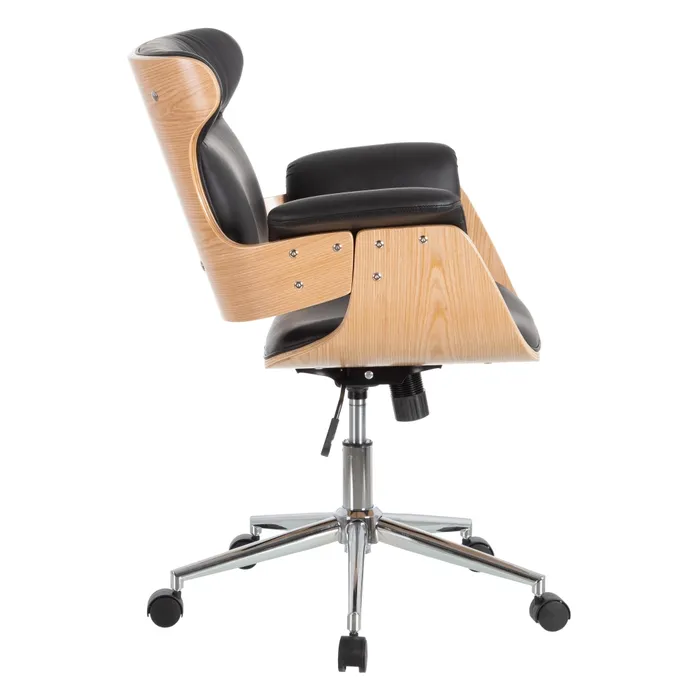 Scaun Birou Gerente, Piele Ecologică Neagră, Lemn și Metal - CreativDeco.ro [3]