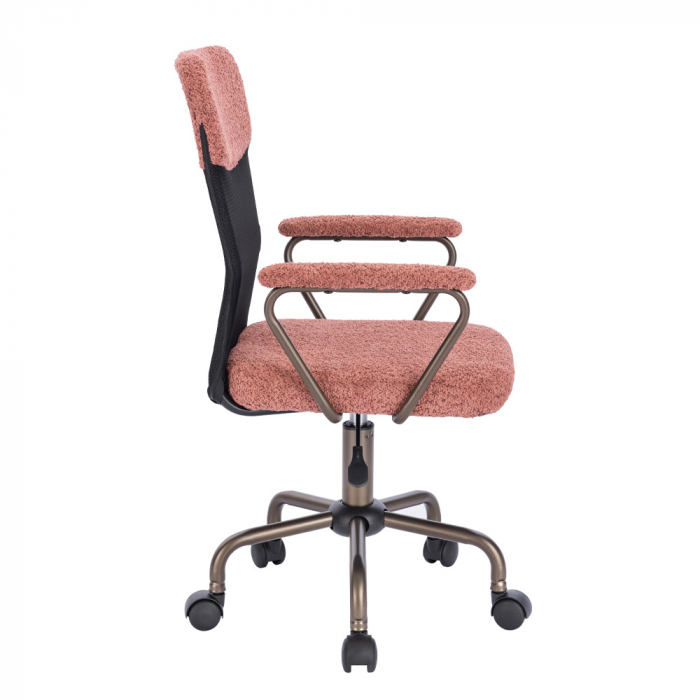 Scaun ergonomic modern cu textură boucle și finisaj gunmetal [3]