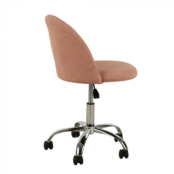 Scaun ergonomic de birou cu design modern și textură boucle în roz prăfuit [3]