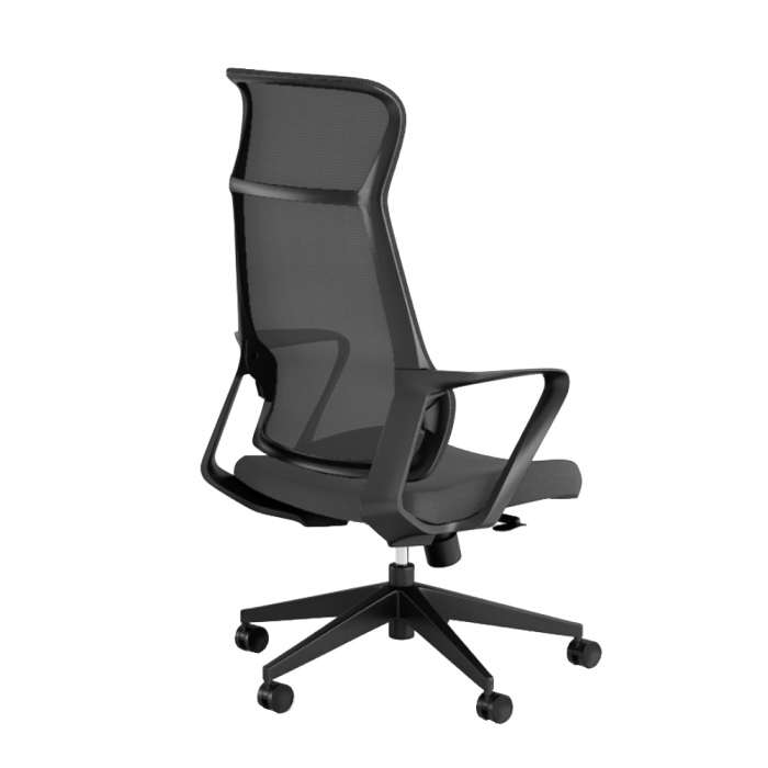Scaun gaming ergonomic de birou Opra gri textil plasa cu balans - vedere laterală cu detalii de design [3]