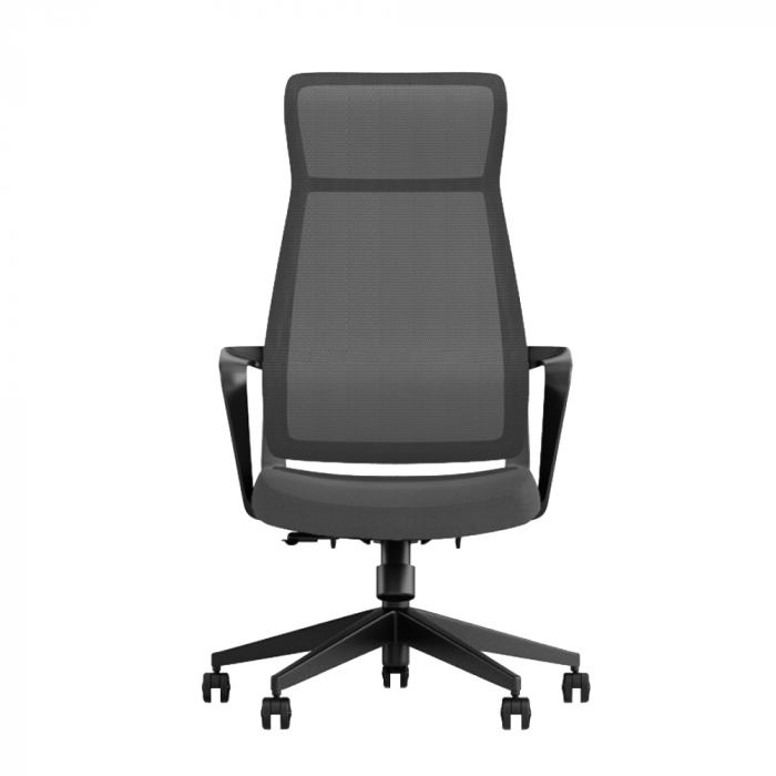 Scaun gaming ergonomic de birou Opra gri textil plasa cu balans - vedere laterală cu detalii de design [2]