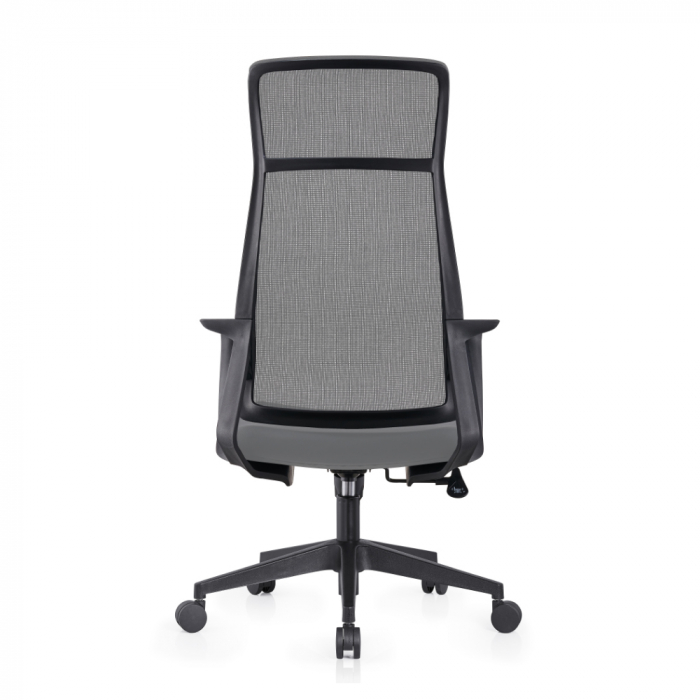 Scaun gaming ergonomic de birou Opra gri textil plasa cu balans - vedere laterală cu detalii de design [4]