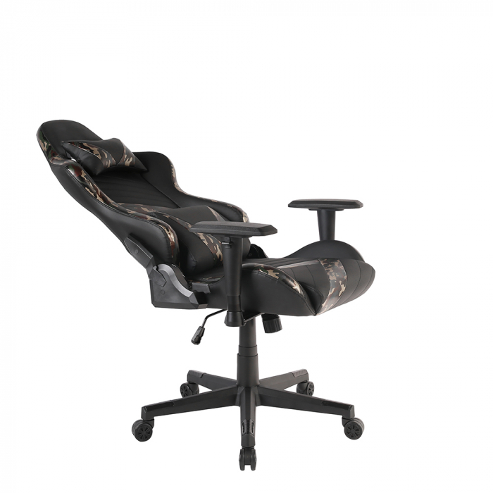 Scaun gaming ergonomic de birou camuflaj Dyskord cu tetieră și pernă lombară [5]