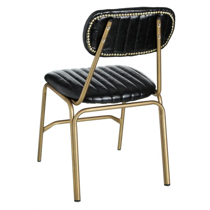 Scaun Casilda Negru, Piele Ecologica, Metal Auriu - creativdeco.ro [6]