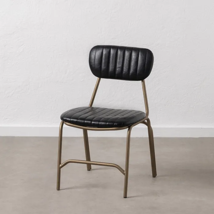 Scaun Casilda Negru, Piele Ecologica, Metal Auriu - creativdeco.ro [2]