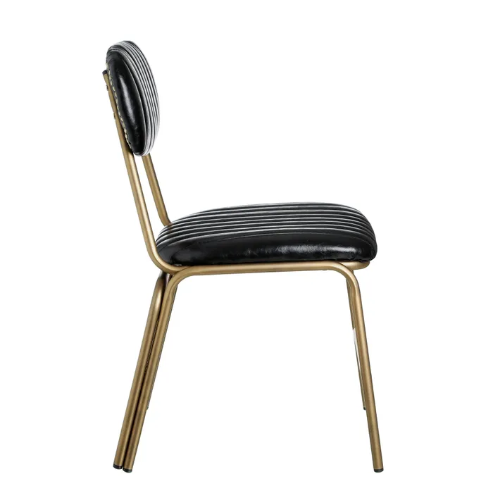 Scaun Casilda Negru, Piele Ecologica, Metal Auriu - creativdeco.ro [3]
