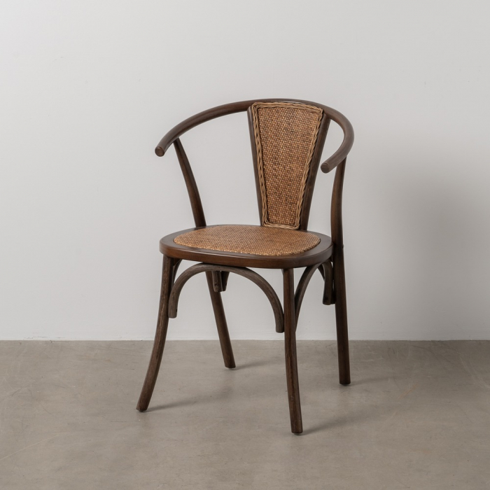 Scaun ciocolatiu lemn si ratan|Scaune rustice pentru decor autentic [1]