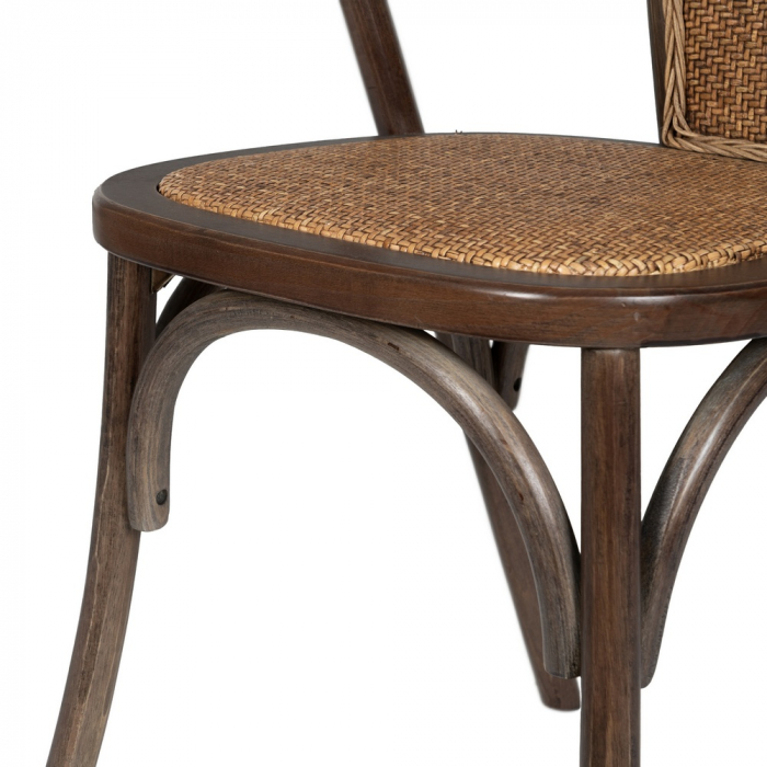 Scaun ciocolatiu lemn si ratan|Scaune rustice pentru decor autentic [10]