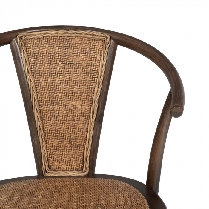 Scaun ciocolatiu lemn si ratan|Scaune rustice pentru decor autentic [5]