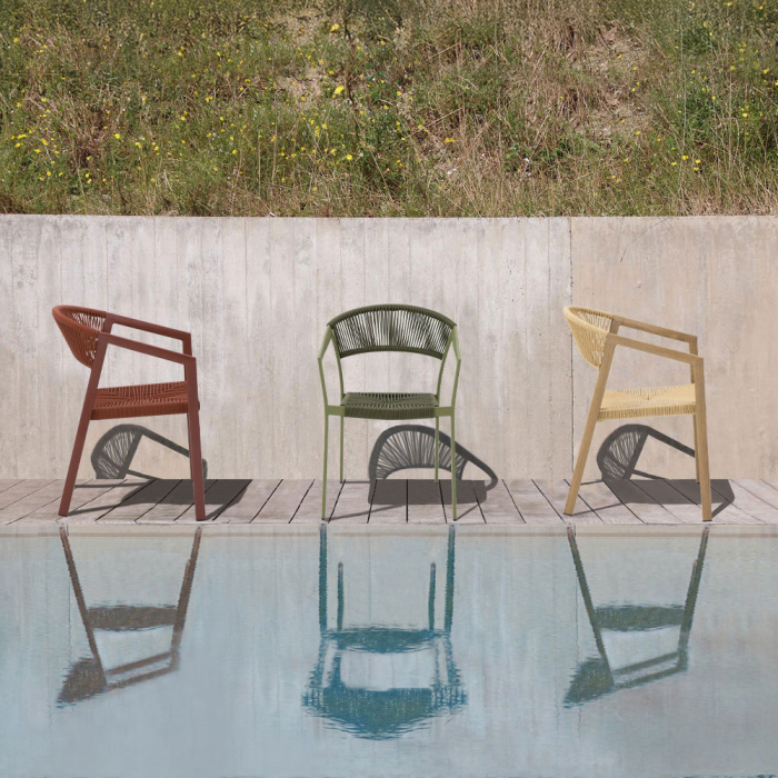 Scaun cu brațe aluminiu natur și ratan sintetic [2]