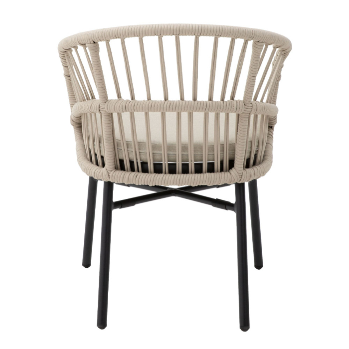 Scaun cu brațe aluminiu negru și ratan sintetic crem cu pernă [6]