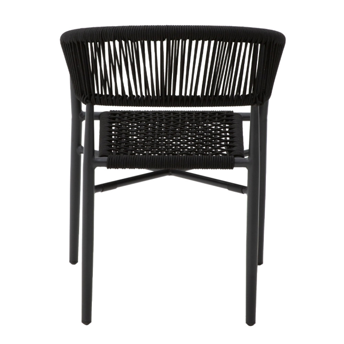 Scaun cu brațe din aluminiu negru și ratan sintetic tip cord [7]