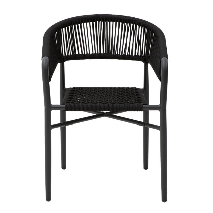 Scaun cu brațe din aluminiu negru și ratan sintetic tip cord [4]