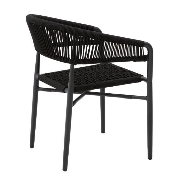 Scaun cu brațe din aluminiu negru și ratan sintetic tip cord [6]
