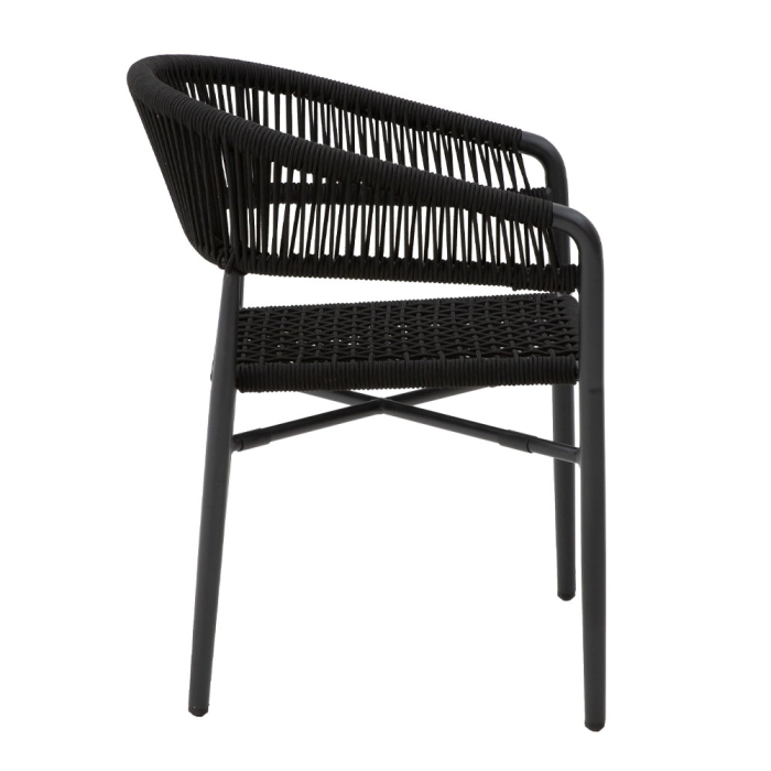 Scaun cu brațe din aluminiu negru și ratan sintetic tip cord [5]