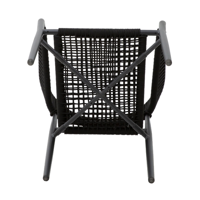 Scaun cu brațe din aluminiu negru și ratan sintetic tip cord [8]
