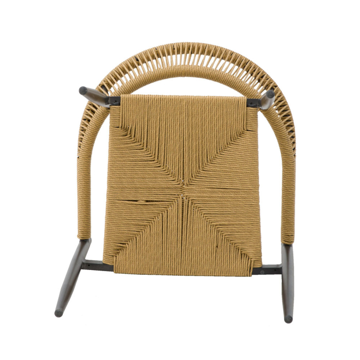 Scaun cu brațe aluminiu negru și ratan sintetic natural [8]