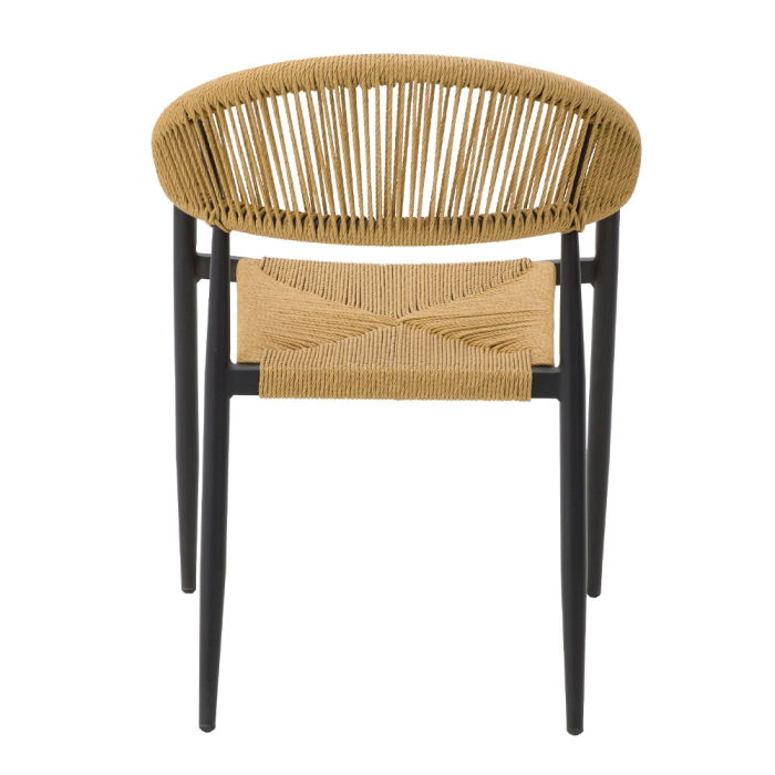 Scaun cu brațe aluminiu negru și ratan sintetic natural [7]