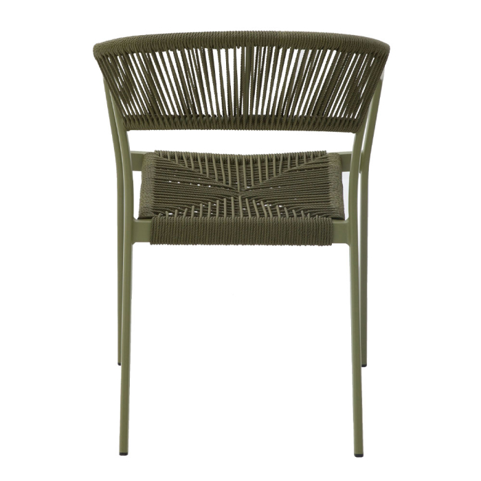 Scaun cu brațe aluminiu verde olive și ratan sintetic [6]