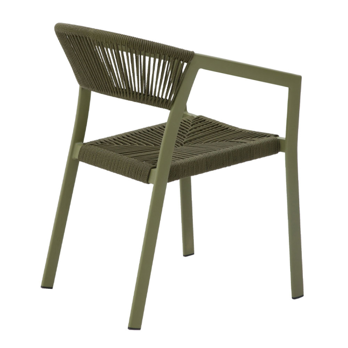 Scaun cu brațe aluminiu verde olive și ratan sintetic [5]