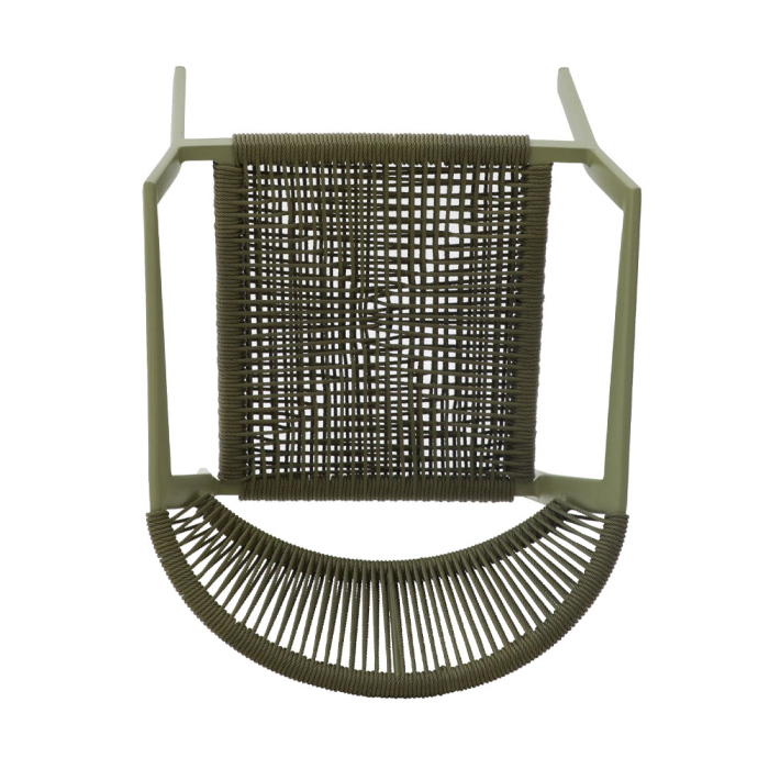 Scaun cu brațe aluminiu verde olive și ratan sintetic [7]