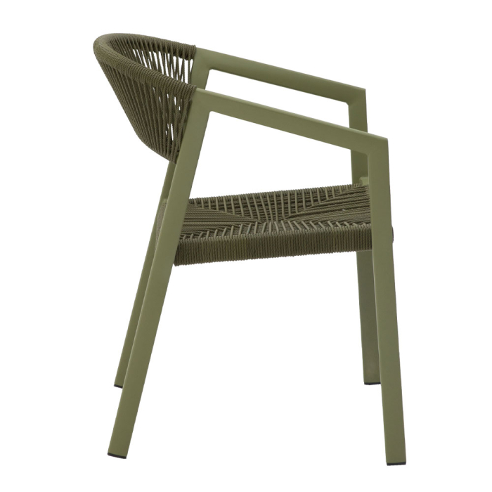 Scaun cu brațe aluminiu verde olive și ratan sintetic [4]
